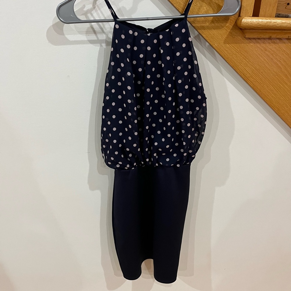 Women's Navy Polka Dot Halter Jumpsuit